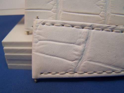 Extra Wide Leather Watchband. 24mm With Pins. White
