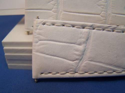 Extra Wide Leather Watchband. 24mm With Pins. White