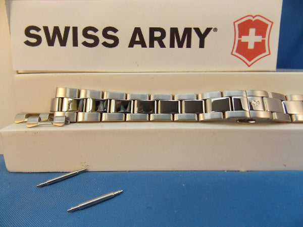 Swiss Army watchband Officer Lds 15mm Push But Bracelet Polishd Steel Silver Tn