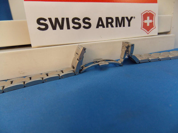 Swiss Army watchband Officer Lds 15mm Push But Bracelet Polishd Steel Silver Tn