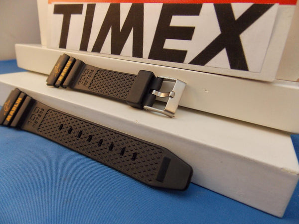 Timex watchband Marlin black Resin Orange Graphics  for 1989 Digital Analog