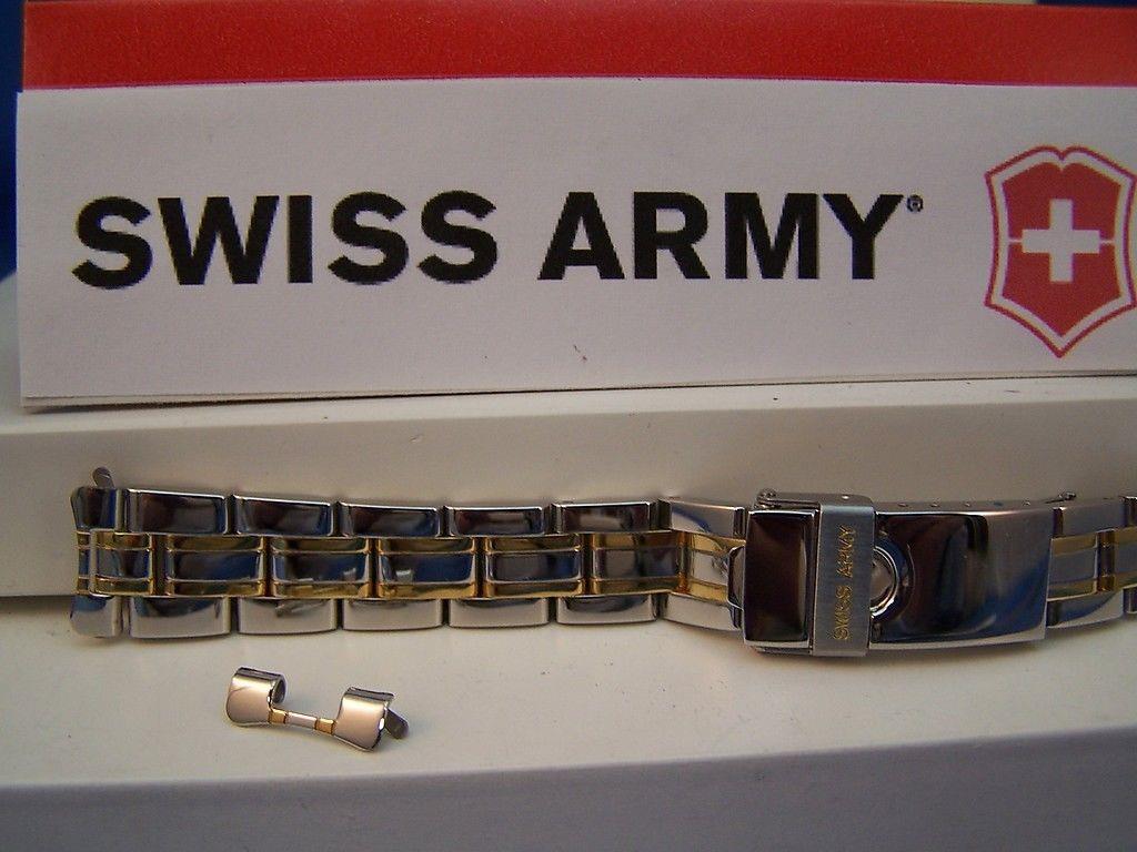 Swiss Army Watchband 20092 Officer Lds 2 Tone Gld/Silv Polished 15mm Bracelet