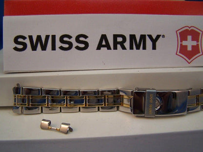 Swiss Army Watchband 20092 Officer Lds 2 Tone Gld/Silv Polished 15mm Bracelet