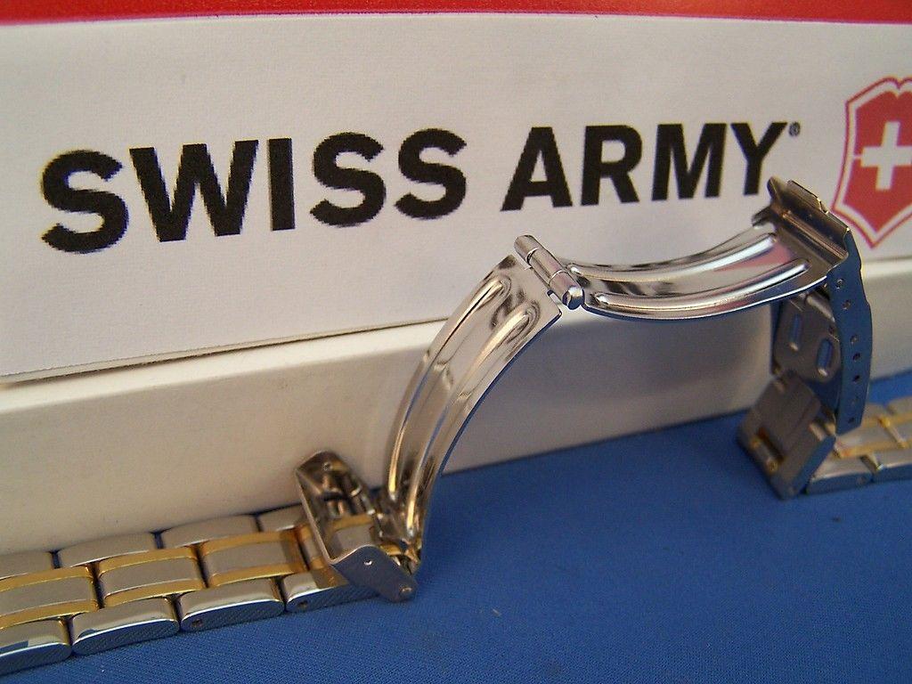 Swiss Army Watchband 20092 Officer Lds 2 Tone Gld/Silv Polished 15mm Bracelet