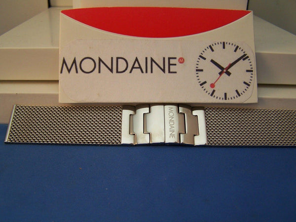 Mondaine Watch Bracelet 18mm All Stainless Steel. Mesh w/ Deployment buckle