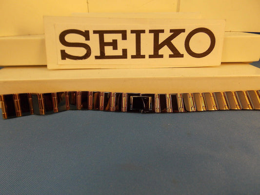 Seiko WatchBand PTQ121 P Bracelet Black and Gold Tone Ladies Watchband 12mm