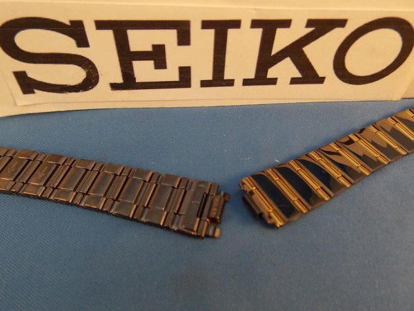 Seiko WatchBand PTQ121 P Bracelet Black and Gold Tone Ladies Watchband 12mm