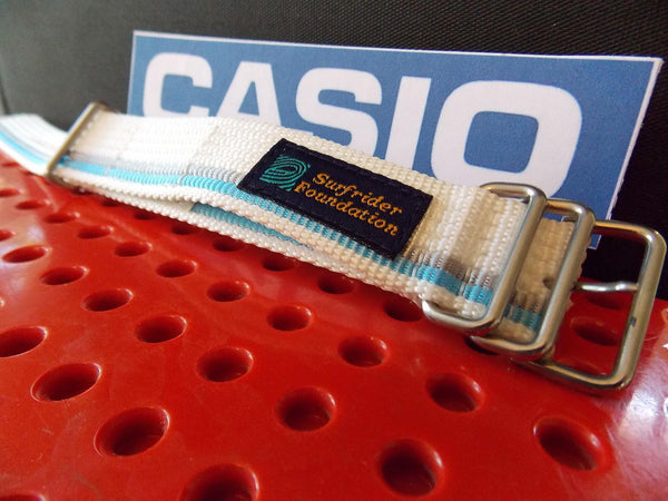 Casio watchband DW-9500 SR-2 Surfrider Foundation Wht/Blue/Gray One Piece Nylon