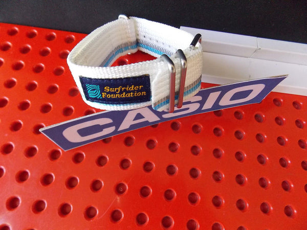 Casio watchband DW-9500 SR-2 Surfrider Foundation Wht/Blue/Gray One Piece Nylon