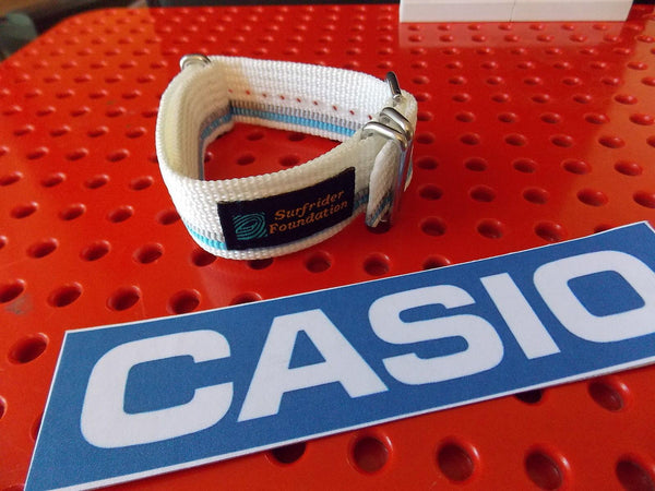 Casio watchband DW-9500 SR-2 Surfrider Foundation Wht/Blue/Gray One Piece Nylon