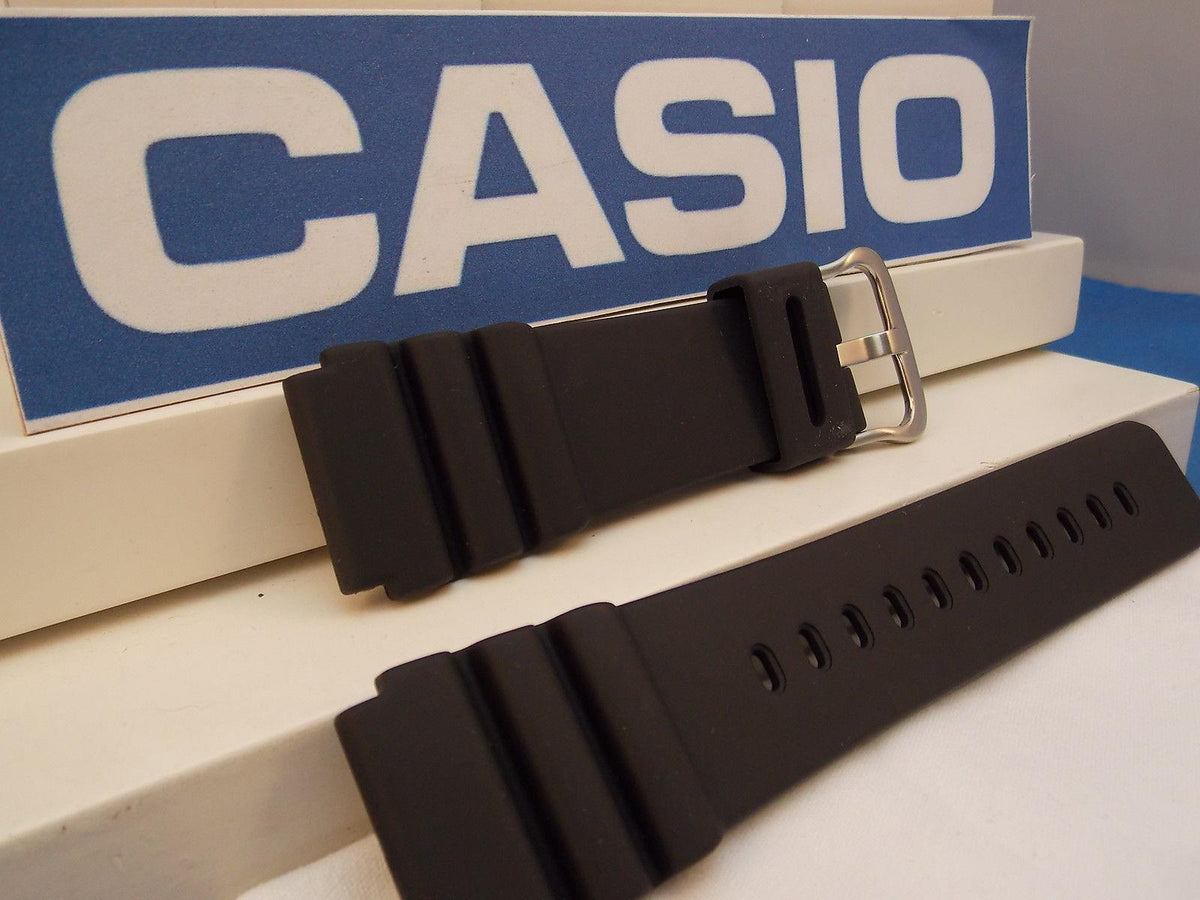 Casio Watchband WVQ-142 Black Resin 22mm Diver Style Mans. WaveCeptor Original