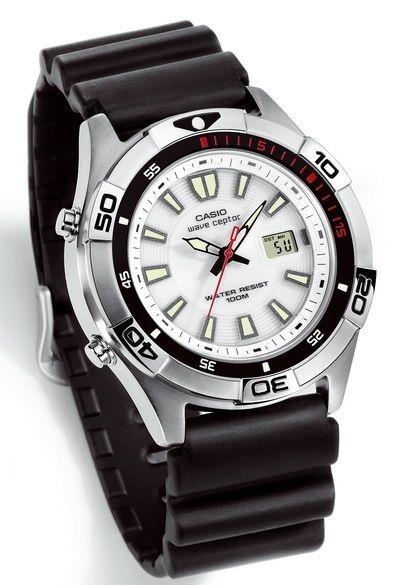 Casio watchband WVQ-142 Black Resin 22mm Diver Style Mans. WaveCeptor Original