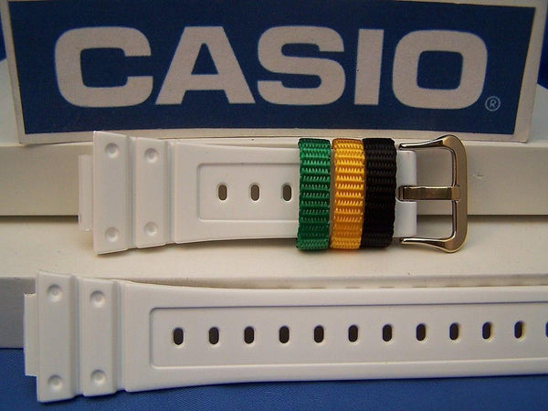 Casio Watchband DW-6900 R-7 White G-Shock Strap w/Multi-Colored Keepers