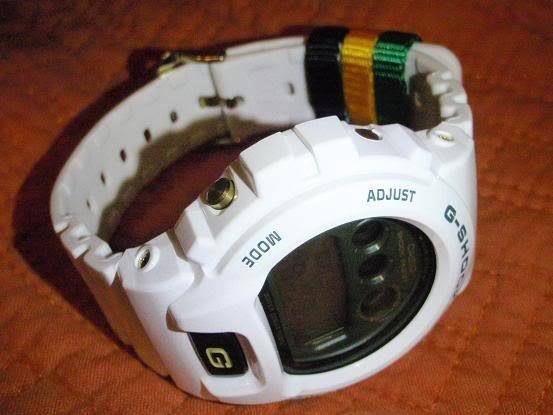 Casio Watchband DW-6900 R-7 White G-Shock Strap w/Multi-Colored Keepers