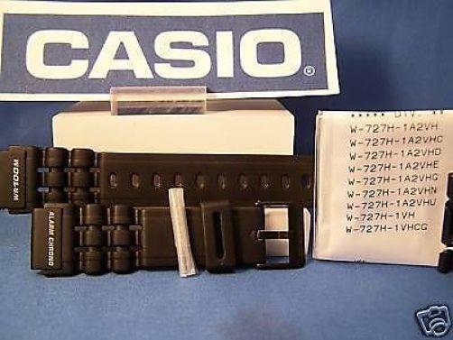 Casio Watchband W-727 H. 19mm Black Resin Sport Strap w/Spring Bars