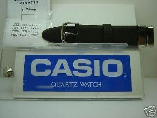 Casio Watchband MSG-133 L Black Strap w/Steel Attachments