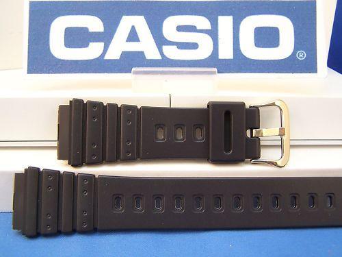 Casio Watchband AQ-100, MRD-201 black Resin gold tone Buckle