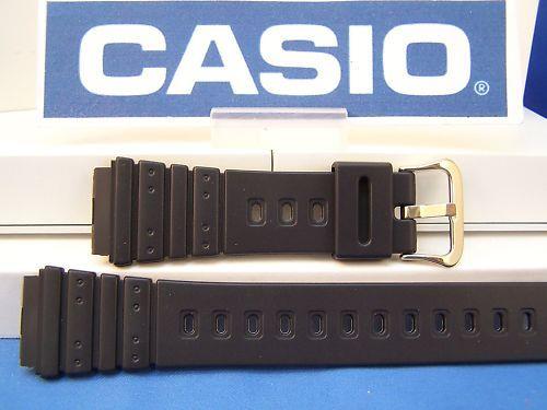 Casio watchband AQ-100, MRD-201 black Resin gold tone buckle