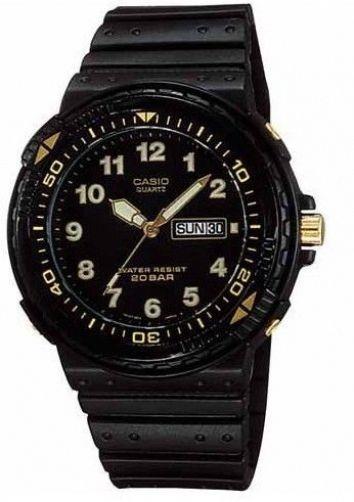Casio watchband AQ-100, MRD-201 black Resin gold tone buckle