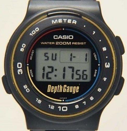 Casio Watchband DW-220, DW-250. Black Resin Watchband. Depth Guage Watch Strap