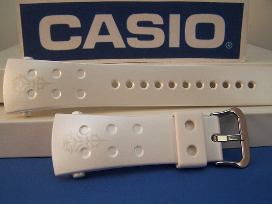 Casio Watchband G-8000 F-7 G-Shock Shiny White Resin Strap With Decoration