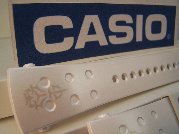 Casio watchband G-8000 F-7 G-Shock Shiny White Resin  With Decoration