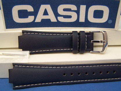 Casio watchband EFA-111 L-2 blue Leather Edifice Watchband- w/ Attach Pins