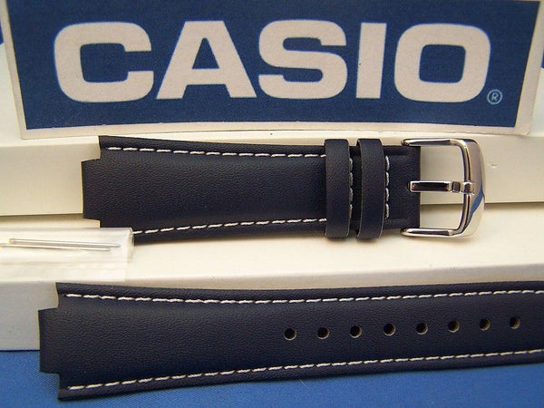 Casio watchband EFA-111 L-2 blue Leather Edifice Watchband- w/ Attach Pins