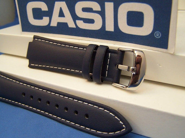 Casio watchband EFA-111 L-2 blue Leather Edifice Watchband- w/ Attach Pins
