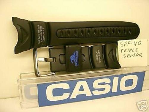Casio watchband SPF-40. Casio Triple Sensor Black Resin  Watchband