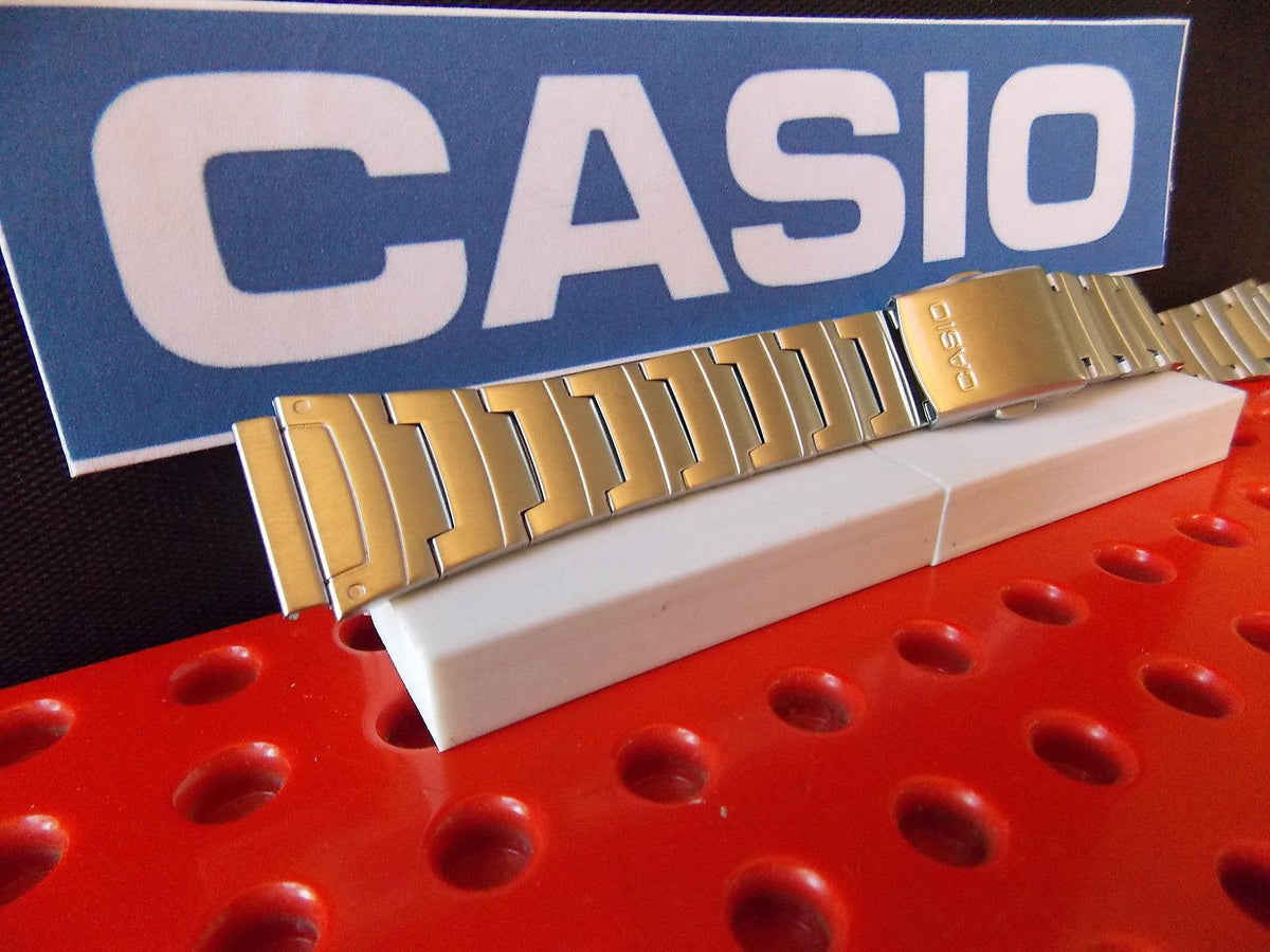 Casio Watchband W-211 D Bracelet Silver Tone Stainless Steel w/Push Button buckl