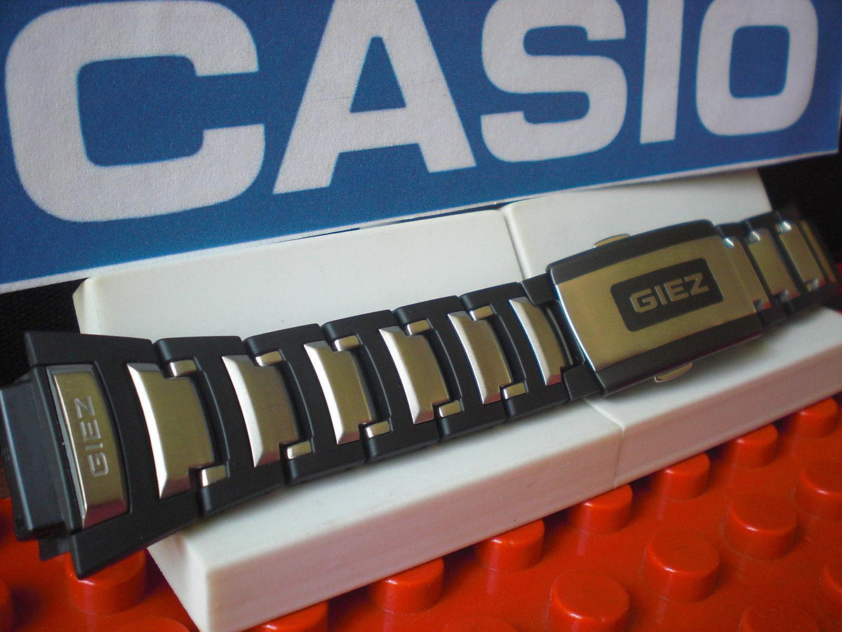 Casio watchband GS-1300 GIEZ Bracelet Steel/Black Resin w/Push Button Buckle