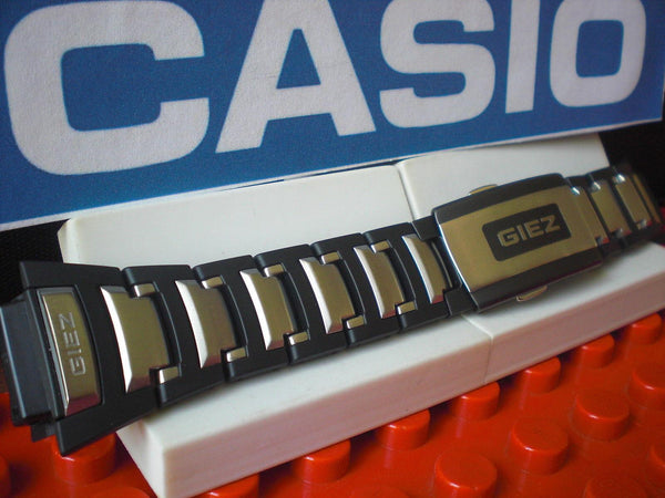 Casio watchband GS-1300 GIEZ Bracelet Steel/Black Resin w/Push Button Buckle
