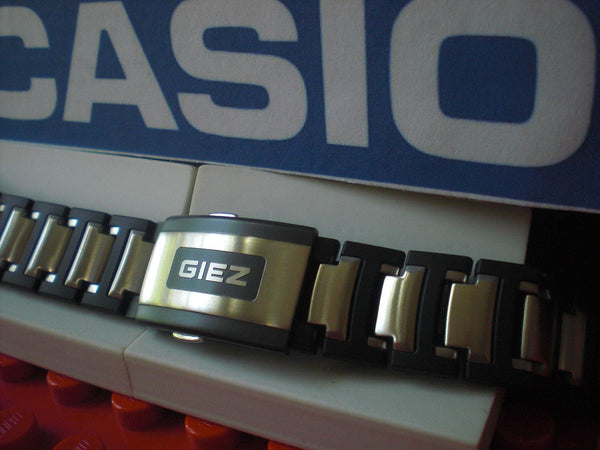 Casio watchband GS-1300 GIEZ Bracelet Steel/Black Resin w/Push Button Buckle