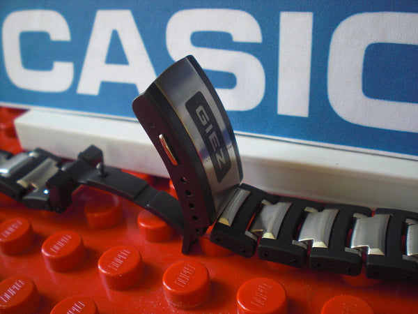 Casio watchband GS-1300 GIEZ Bracelet Steel/Black Resin w/Push Button Buckle