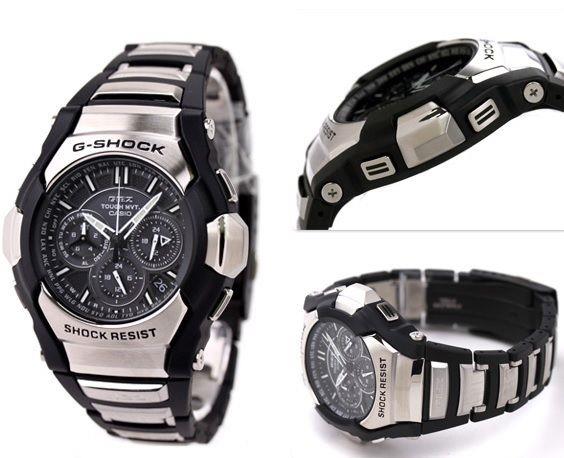 Casio watchband GS-1300 GIEZ Bracelet Steel/Black Resin w/Push Button Buckle