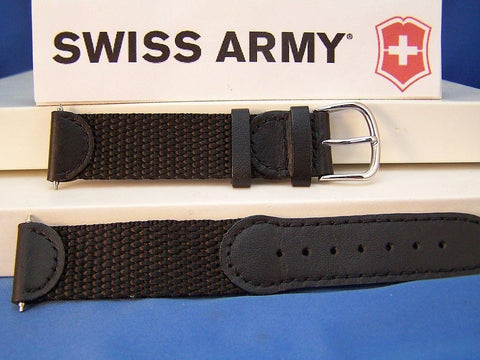 Swiss Army watchband Original 2000 black Mens Nylon Mesh/Leather w/Steel buckle