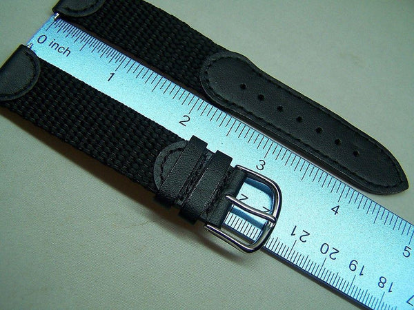 Swiss Army watchband Original 2000 black Mens Nylon Mesh/Leather w/Steel buckle
