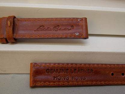 Eddie Bauer 14mm Wide Ladies Leather Brn Padded/Stitched WatchBand W/Pins