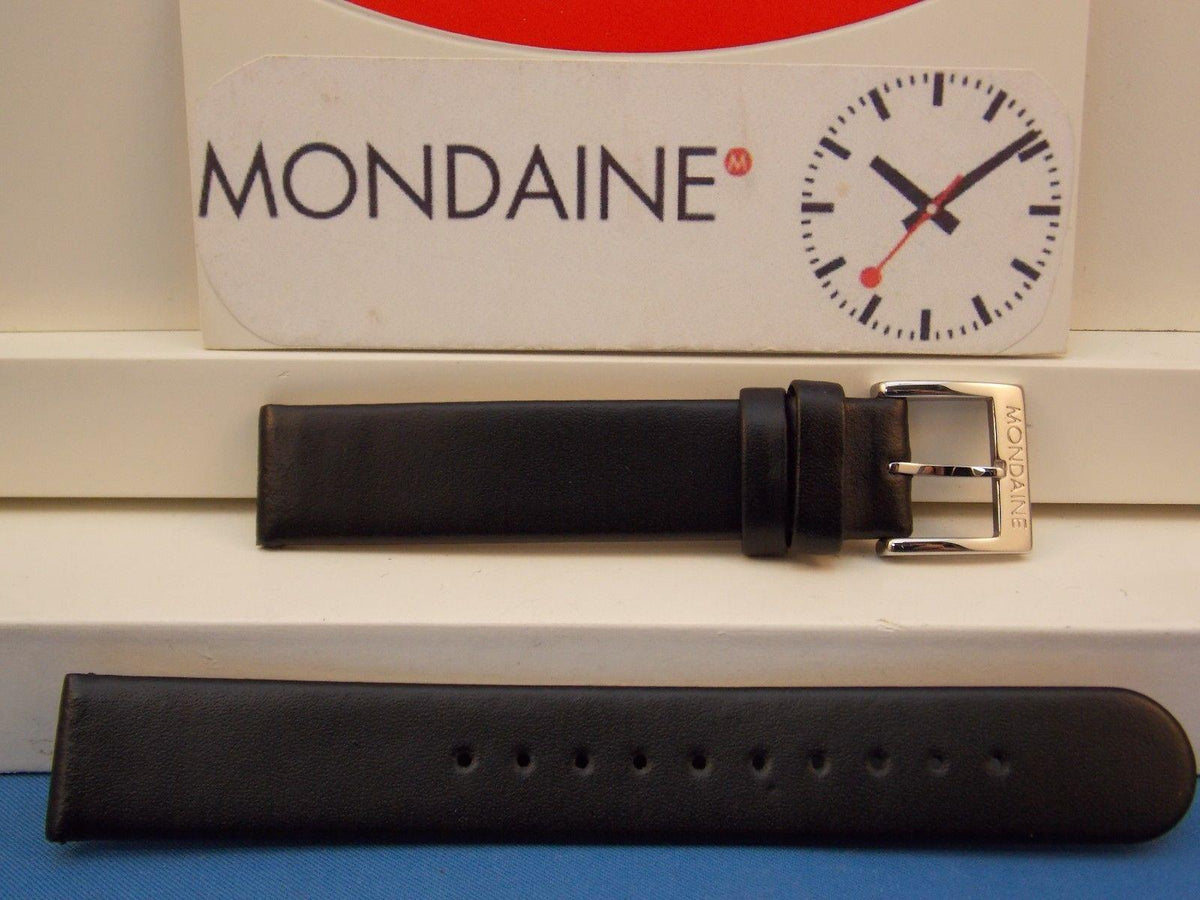 Mondaine Swiss Railways watchband FE3116.20Q 16mm wide  Black Leather .
