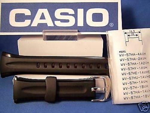 Casio watchband WV-57 H Waveceptor  black Resin Shiny/Matte w/Steel bkle