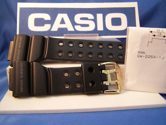 Casio Watchband GW-225 Frogman Black Resin w/ Gold Tone Buckle
