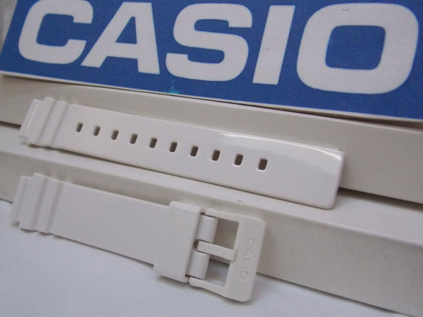 Casio Watchband LRW-200 White Polished Resin. 14mm Ladies White Sport Strap