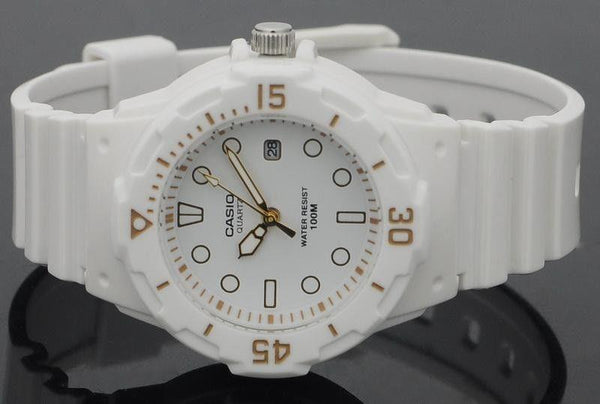 Casio Watchband LRW-200 White Polished Resin. 14mm Ladies White Sport Strap