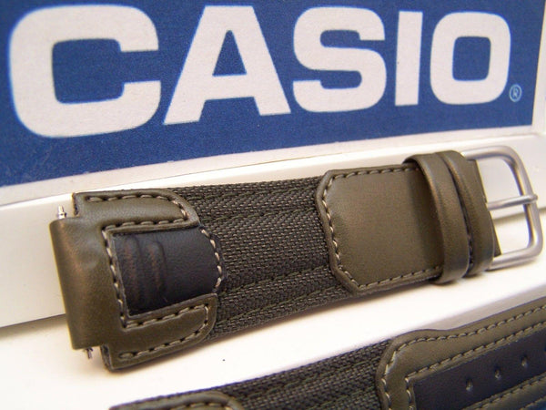 Casio watchband AQF-100 WB-3 Green/Black Cloth/Leather. Military Style 17mm.