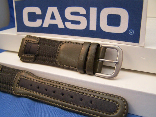 Casio watchband AQF-100 WB-3 Green/Black Cloth/Leather. Military Style 17mm.