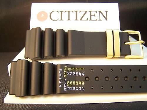 Citizen watchband Original Aqualand 24mm. Graphic/Meters gold tone buckle