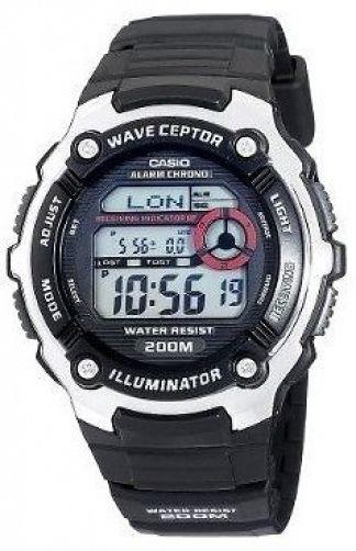 Casio watchband WV-200 A, AE-2000 W. Waveceptor Illuminator Black Rubber