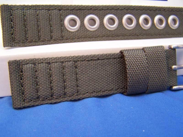 Citizen watchband military style 18mm khaki fabric steel eyelets. Washable
