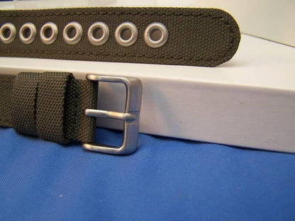 Citizen watchband military style 18mm khaki fabric steel eyelets. Washable